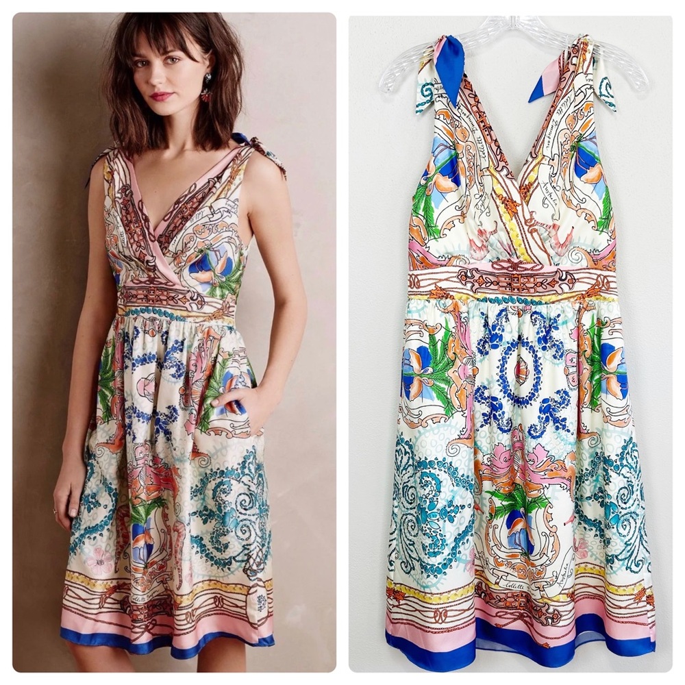 Anthropologie Elegant Multicolor V-Neck Dress
